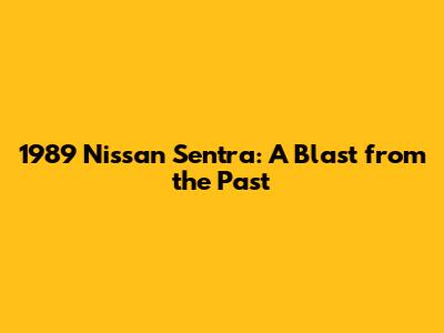 1989 Nissan Sentra: A Blast from the Past