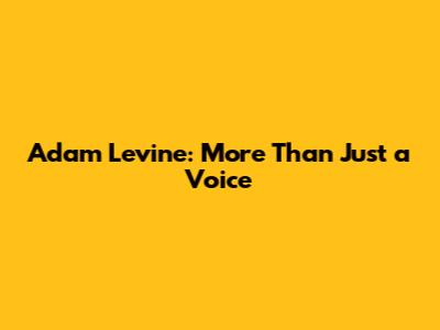 Adam Levine: More Than Just a Voice