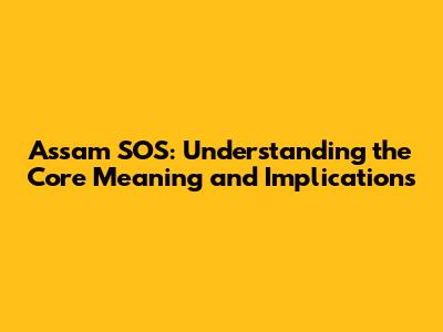 Assam SOS: Understanding the Core Meaning and Implications