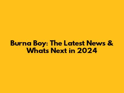 Burna Boy: The Latest News & What's Next in 2024