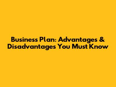 Business Plan: Advantages & Disadvantages You Must Know