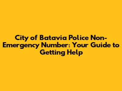City of Batavia Police Non-Emergency Number: Your Guide to Getting Help