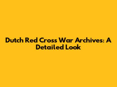 Dutch Red Cross War Archives: A Detailed Look