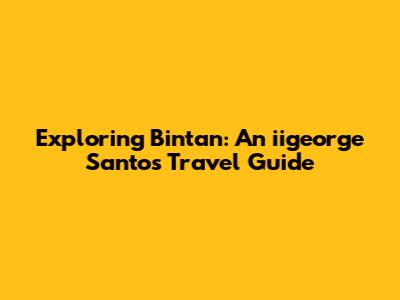 Exploring Bintan: An iigeorge Santos Travel Guide