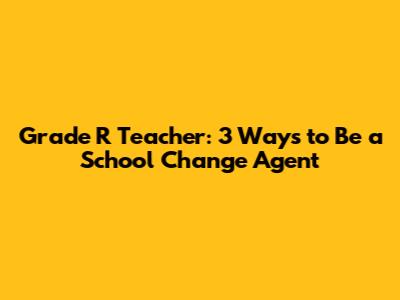 Grade R Teacher: 3 Ways to Be a School Change Agent