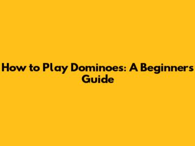 How to Play Dominoes: A Beginner's Guide