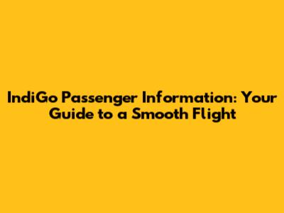 IndiGo Passenger Information: Your Guide to a Smooth Flight