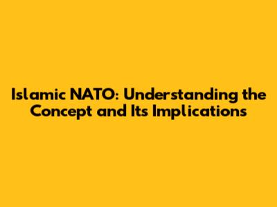 Islamic NATO: Understanding the Concept and Its Implications
