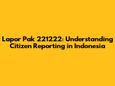 Lapor Pak 221222: Understanding Citizen Reporting in Indonesia