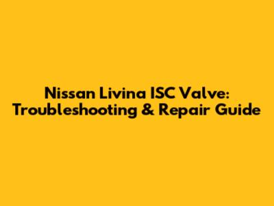Nissan Livina ISC Valve: Troubleshooting & Repair Guide