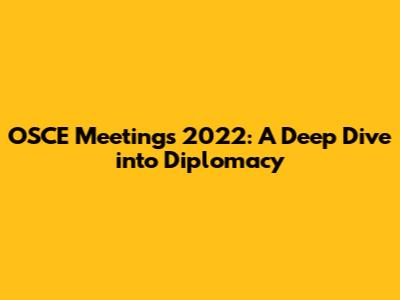 OSCE Meetings 2022: A Deep Dive into Diplomacy