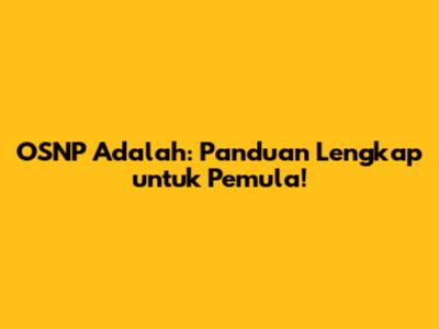 OSNP Adalah: Panduan Lengkap untuk Pemula!