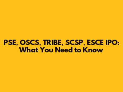 PSE, OSCS, TRIBE, SCSP, ESCE IPO: What You Need to Know