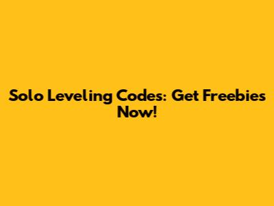 Solo Leveling Codes: Get Freebies Now!