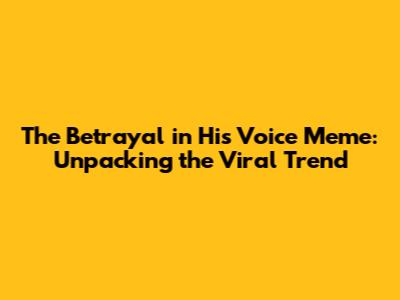 The Betrayal in His Voice Meme: Unpacking the Viral Trend