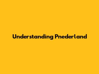 Understanding Pnederland