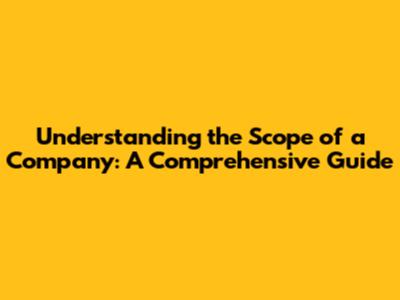Understanding the Scope of a Company: A Comprehensive Guide