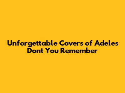 Unforgettable Covers of Adele's 'Don't You Remember'