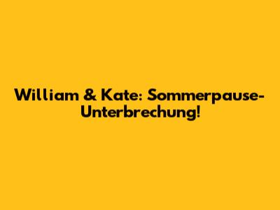 William & Kate: Sommerpause-Unterbrechung!